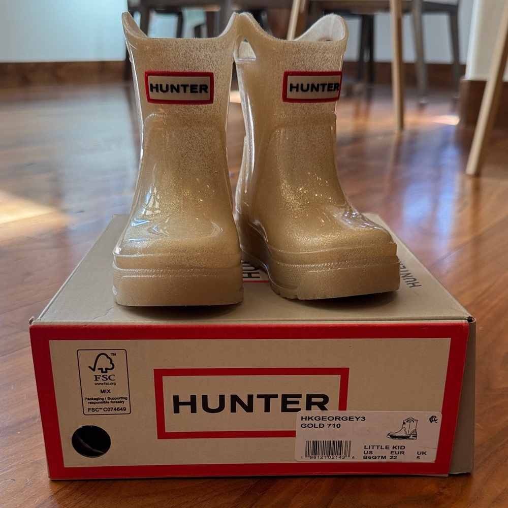 Hunter Shimmering Gold Kids Boots